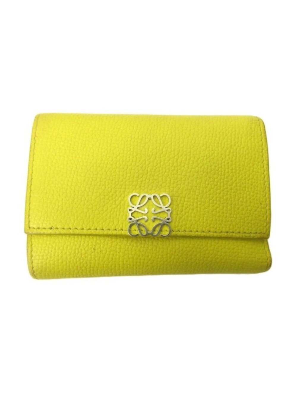 Loewe Trifold Wallet Logo Plate Leather Yellow